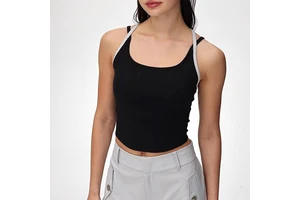 XW-VS61 Customized Backless Cross Top Active Gym U Neck Yoga Double Color-blocking Straps Fitness Sports Yoga Top for Women