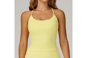 Yoga Tank Top Gym Sport Padded Women Fitness Workout Activewear Spaghetti Straps