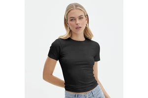 Solid Colors Streetwear Women Soft Solid Color Blank Round Neck Short Sleeve Slim-fit T-shirt