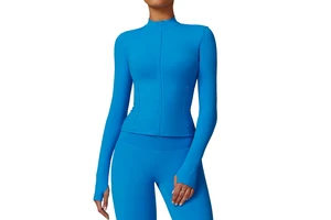 Autumn and Winter Zipper Long Sleeved Quick Drying Yoga Clothes, Outdoor Casual Tops, Training Running Sports Fitness Clothes
