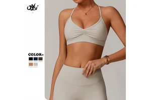 Quick-drying V-neck Yoga Bra for Women Cross Beautiful Back Wrinkle Yoga tank Top High Quality Comfortable Soft Gym Sports Bra