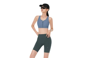 FH Custom Logo Ribbed Yoga Vest With Zipper Women V Neck Padded Sports Bra Gym Fitness Workout Crop Top Sleeveless Yoga Tank Top