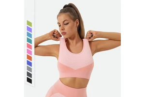 Hot Overseas Women's Fitness Vest Cross Straps Sweat Wicking Breathable Backless Crop Shockproof Seamless Yoga Sports Bra