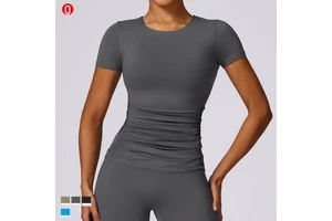 Breathable Active Wear Ladies Sexy High Elastic Short Sleeve Sport T-shirt Running Compression Crewneck Yoga T Shirt for Women