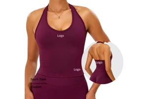 Women's New Seamless Sports Bra Shockproof Tight-Fitting Fitness Vest Quick-Dry Breathable Halter Neck Backless Yoga Top