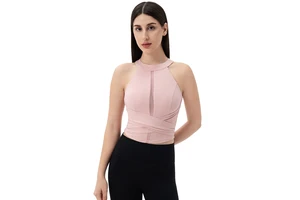 Women Nylon Spandex Yoga Tank Top with Built-in Bra Slimming High Elasticity Breathable Fitness Sports Tank Top for Outer Wear