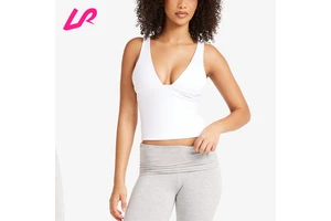 Wholesale Custom Logo Women Workout Sexy Vest High Quality Fitness Sports Yoga Gym Seamless White Deep V Tank Top